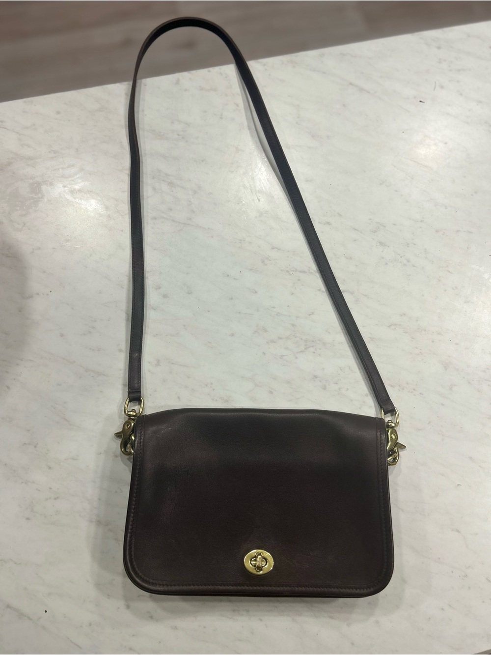 Classic Women's Leather Crossbody Bag in Dark Brown